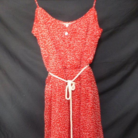 ZARA TRF COLLECTION, small, red polka dot spaghetti strap dress, rope belt BNWOT